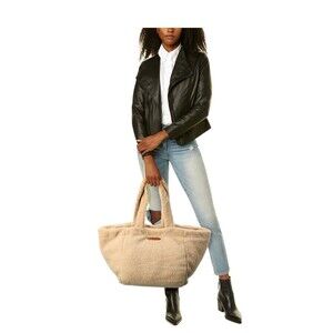 POOLSIDE THE SLOUCHY TEDDY TOTE Cream HTF Sherpa Large Purse‎